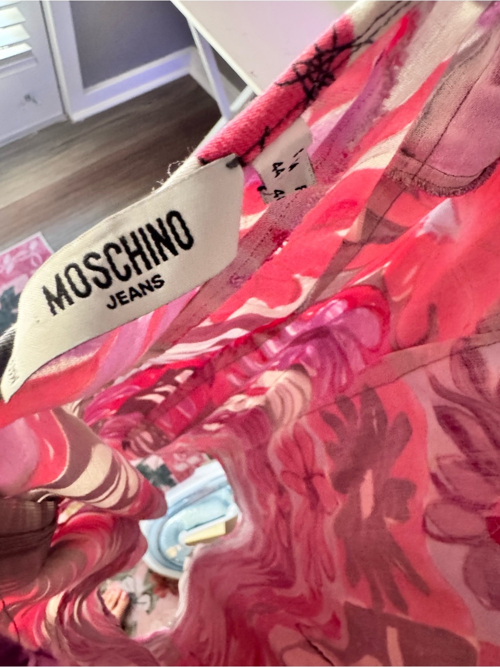 Moschino Pink, Purple & Gray Floral Slip Dress - Picture 6 of 8